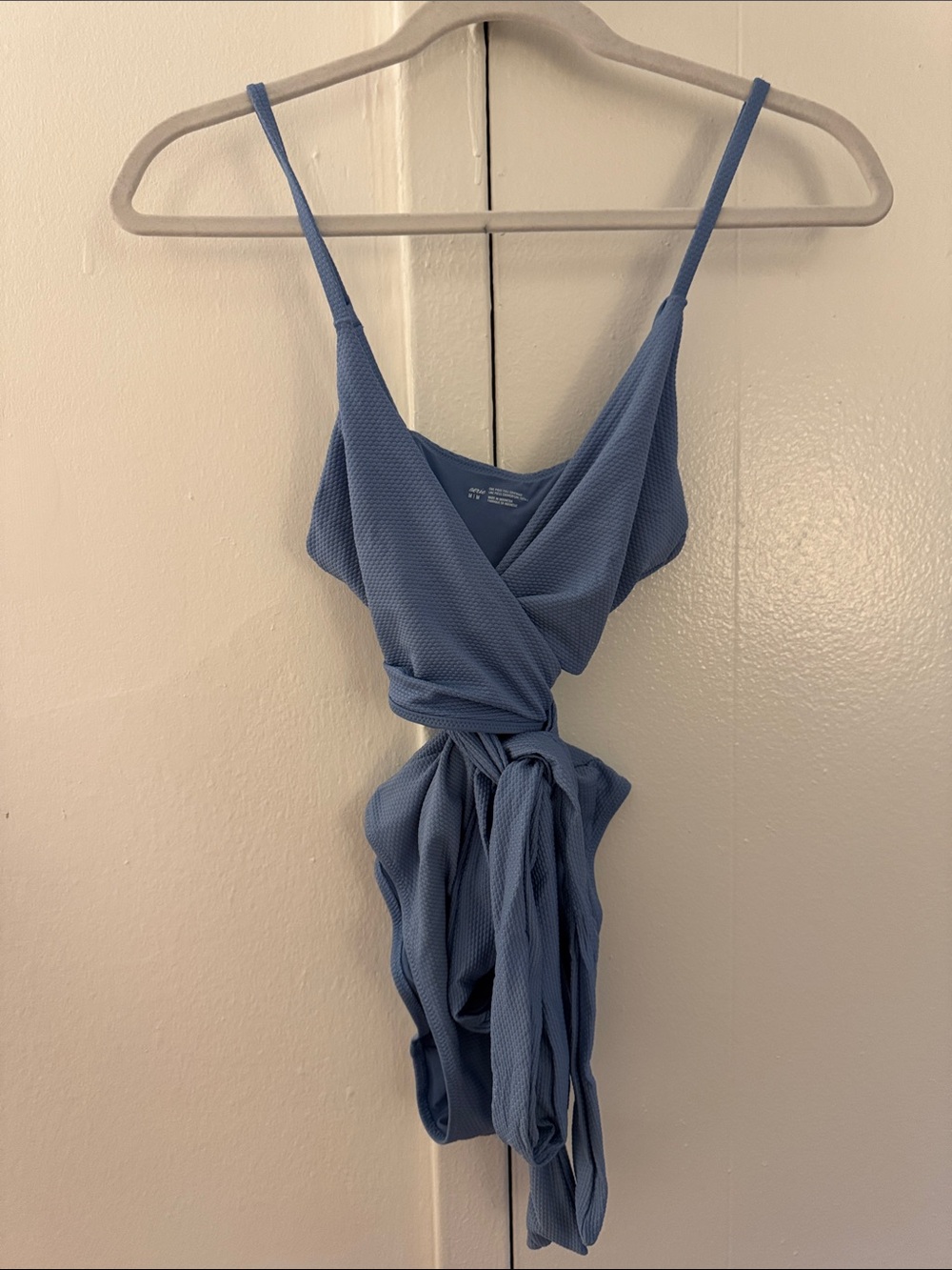 Blue Wrap Front Sleeveless Women's Suimsuit